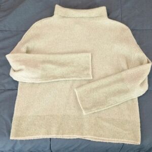 Calvin Klein Jeans Cream Ribbed Mock Neck Sweater